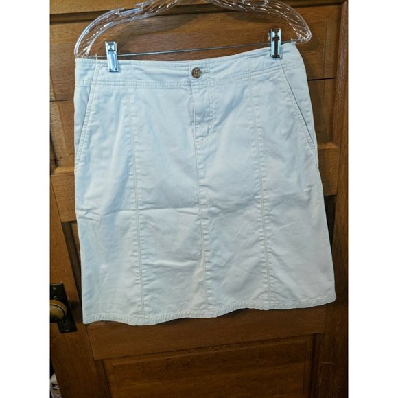Eddie Bauer Tan Khaki Skirt 8 Modest Womens - Picture 1 of 6